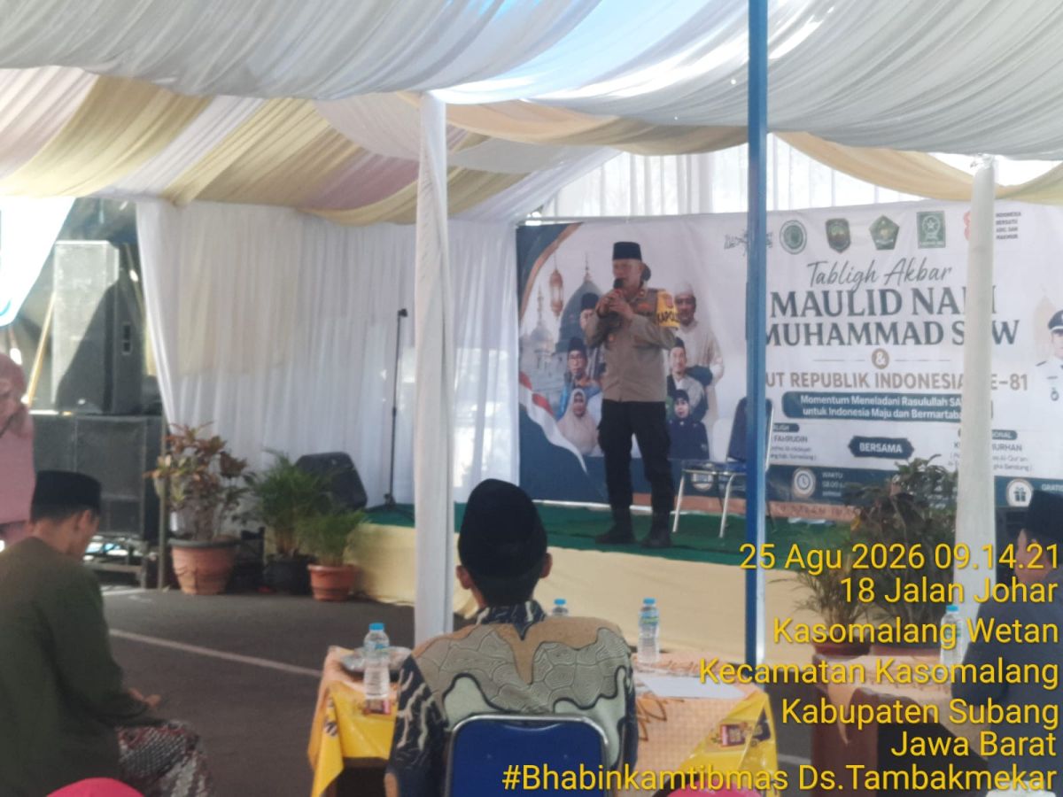 Kapolsek Jalancagak Hadiri maulid Nabi Muhammad S.A.W : Teladani Akhlak Rasulullah, mengajak Amar Ma’ruf Nahi Munkar