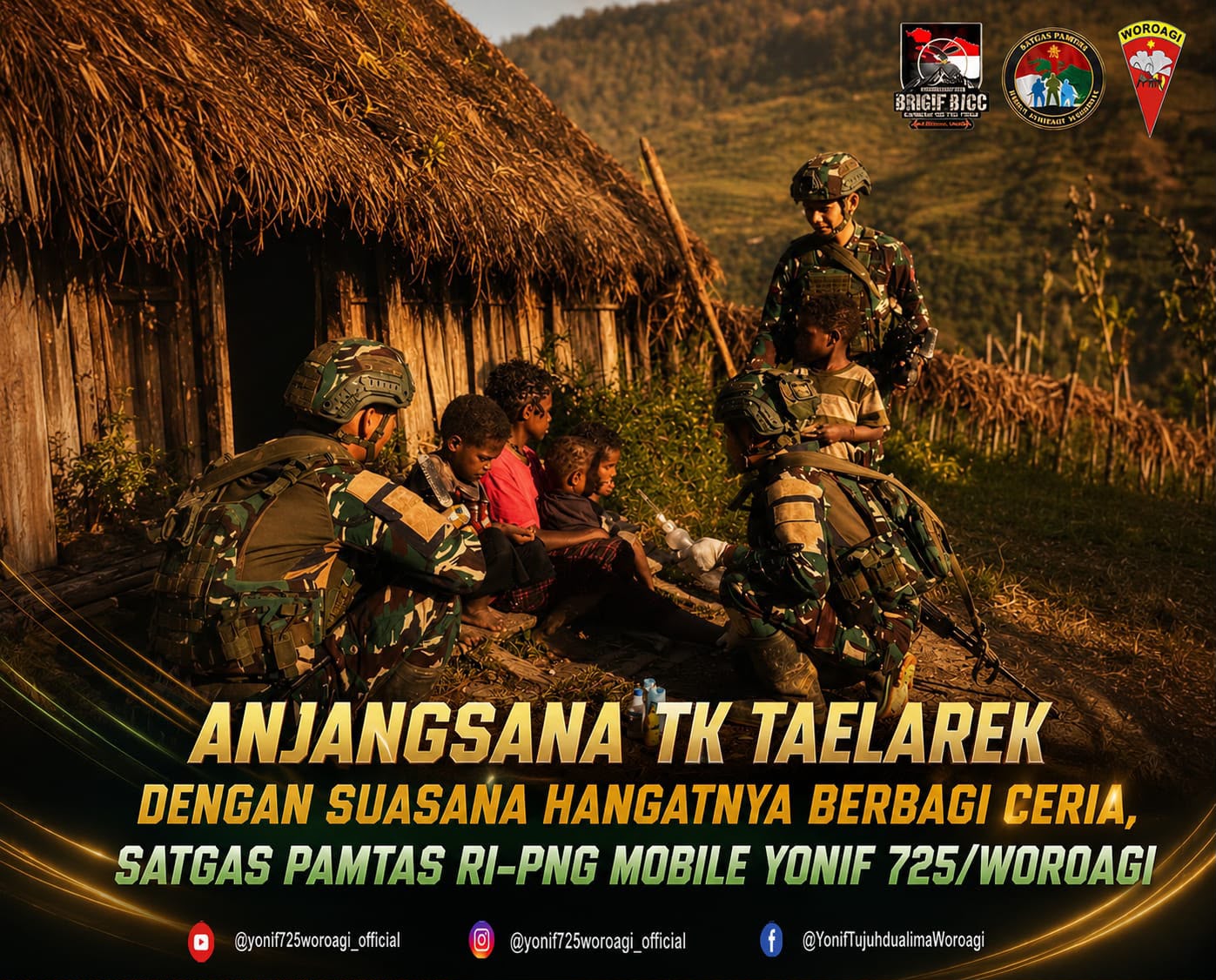 Ajangsana TK Taelarek dengan Suasana Hangat Berbagai Ceria Satgas Pamtas RI-PNG Mobile Yonif 725/Woroagi