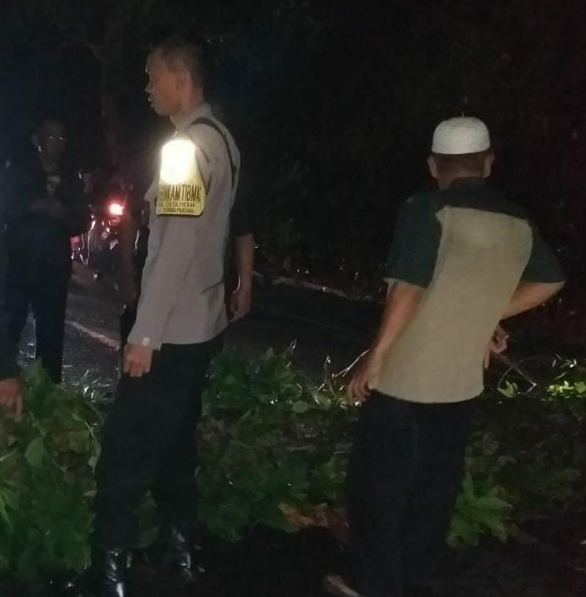 Angin Kencang Robohkan Pohon Di Jalan Raya Sagalaherang