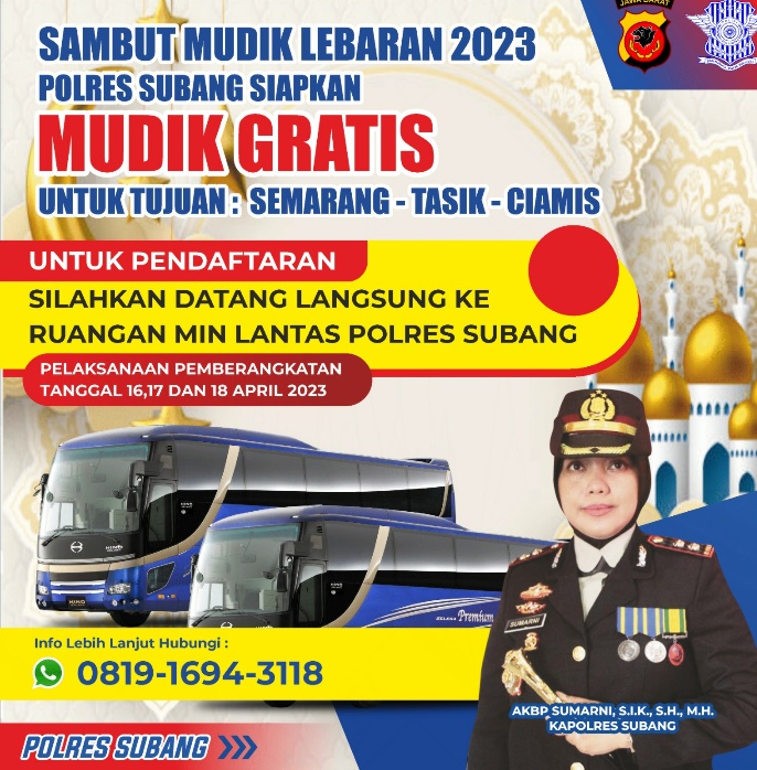 Ayo Buruan Daftar, Kapolres Subang Siapkan Layanan Mudik Gratis