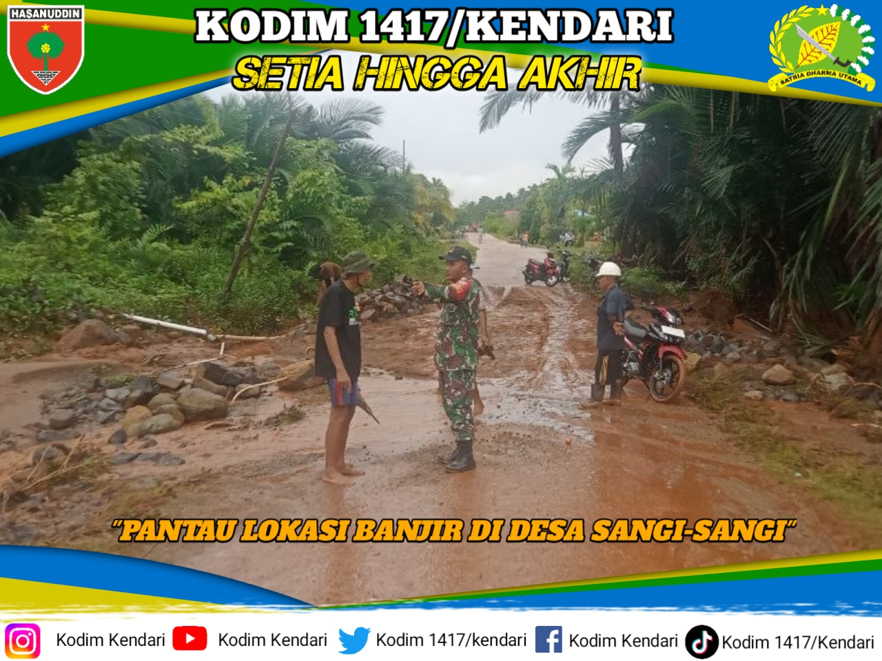 Babinsa Koramil Moramo Pantau Lokasi Banjir di Desa Sangi-Sangi