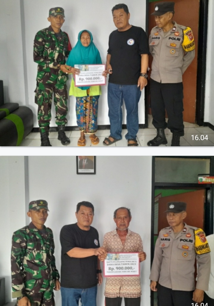 Bhabinktm sinergitas Babinsa TNI AD Desa Sindanglaya melaksanakan Monitoring  Penyaluran Bantuan Langsung Tunai Dana Desa ( BLT - DD ) tahap I tahun 2023
