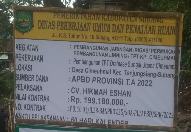 CV HIKMAH EHSAN Laksanakan Pembangunan TPT Drainase Sungai Utama Cimeuhmal
