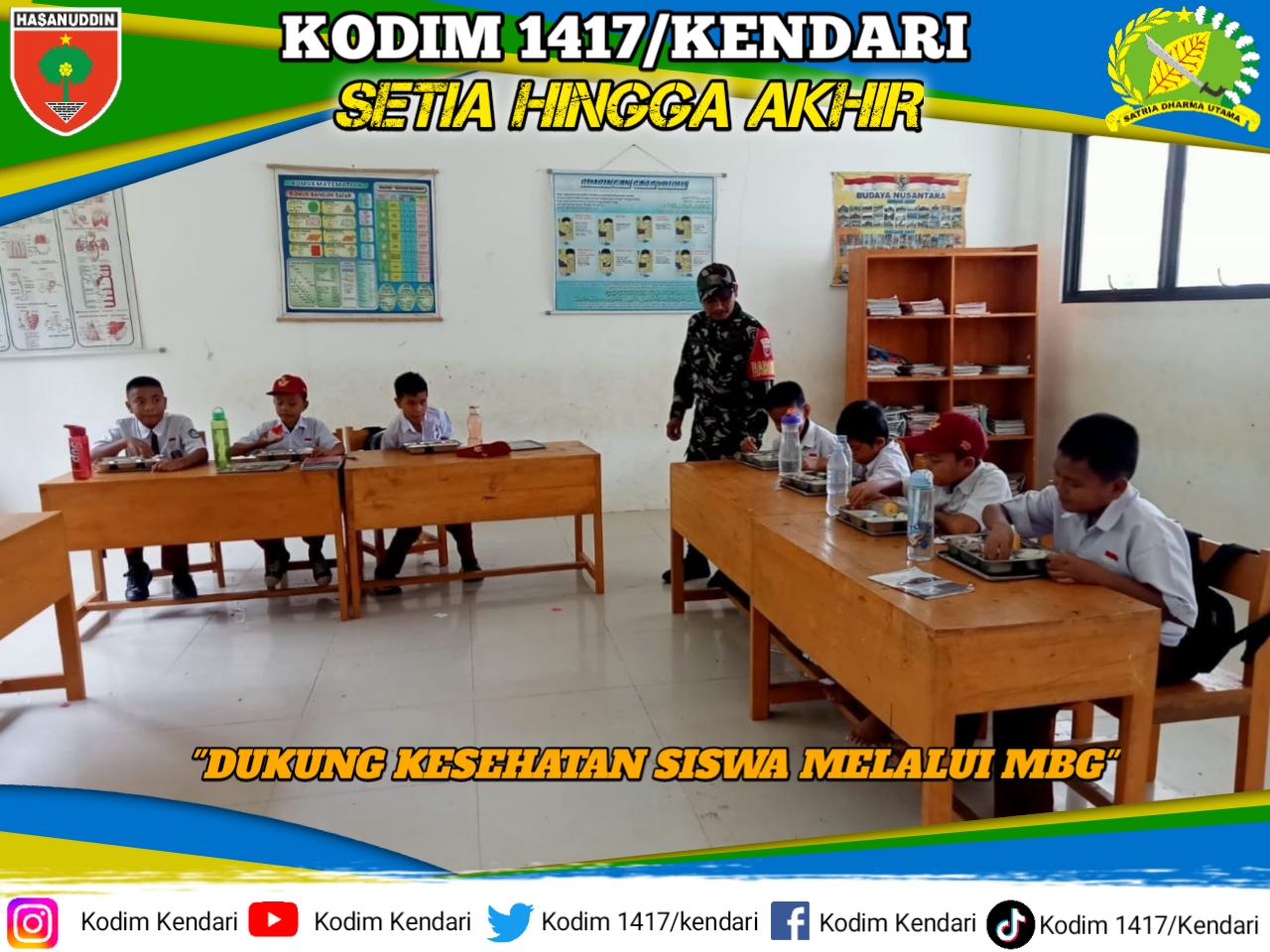 Dukung Kesehatan Siswa,Babinsa Koramil Soropia Dampingi Program Makan Bergizi Gratis