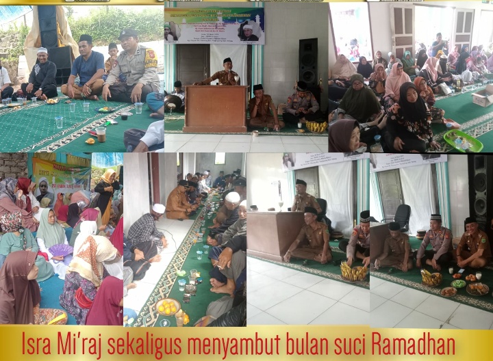 Giat Kapolsek Tanjungsiang, Camat Dan Bhabinkamtibmas Beserta Kades Cikawung Menghadiri  Peringatan Isro Mi'raj sekaligus menyambut bulan suci Ramadhan dan Haol di Ponpes Miftahul Khoer