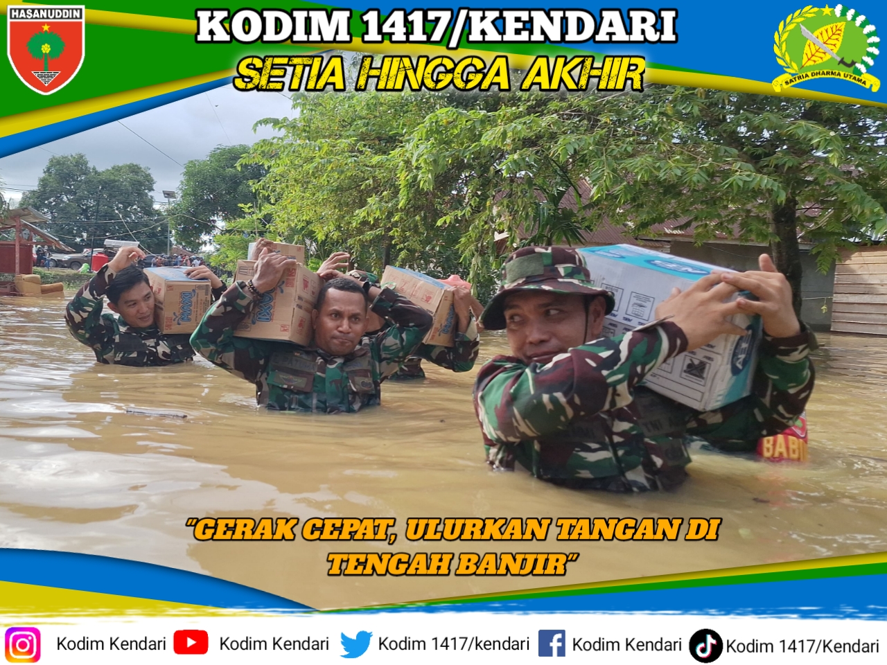 Kodim 1417/Kendari Ulurkan Tangan di Tengah Banjir