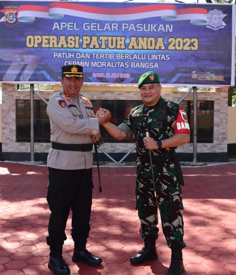 Meningkatkan Sinergitas TNI POLRI, Kapolres dan Dandim Muna Jamin Operasi Patuh Anoa Berjalan Sukses
