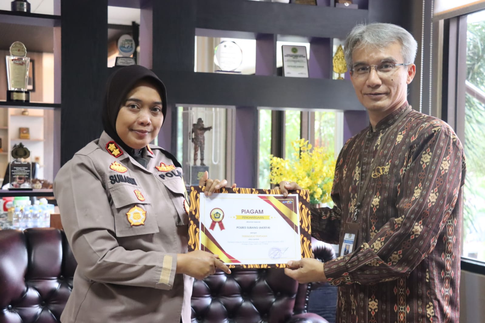 Nilai IKPA 100, Polres Subang Dapat Penghargaan dari Kepala KPPN Purwakarta