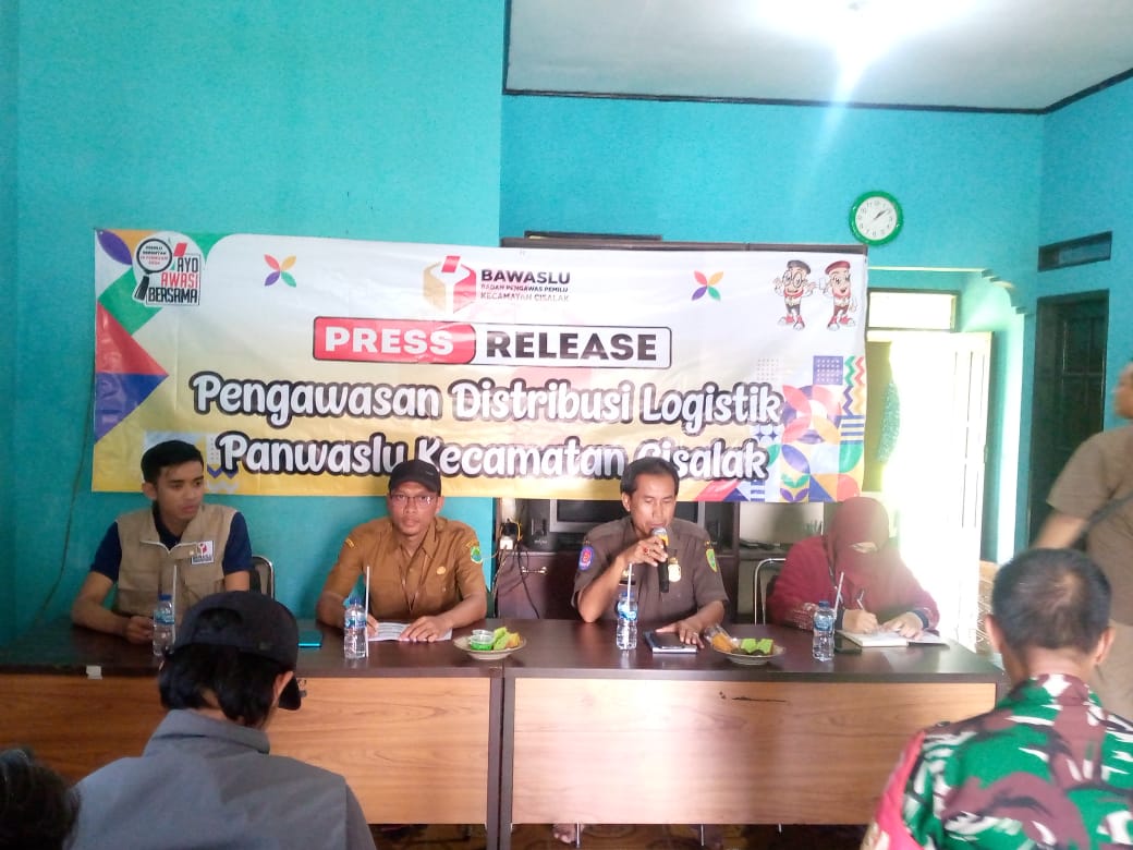 PANWASCAM  CISALAK,GELAR PRESS RELEASE RENCANA STRATEGI PENGAWASAN LOGISTIK PEMILU 2024
