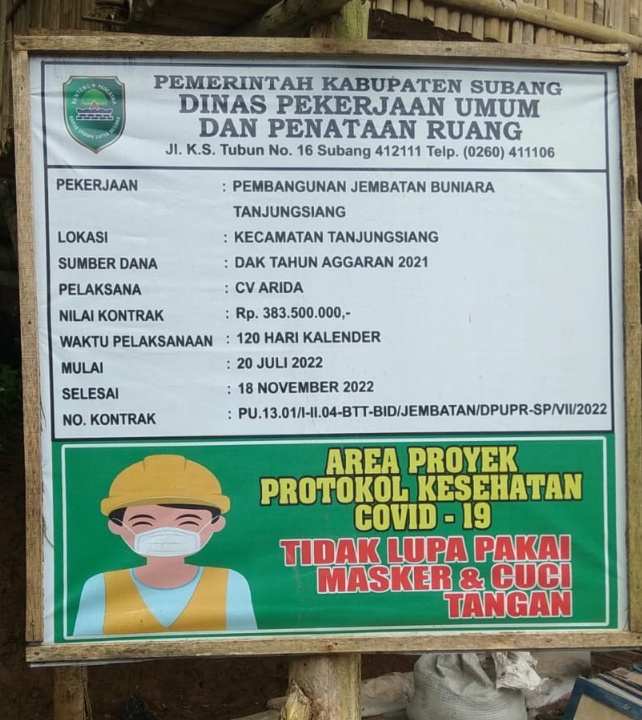 Pembangunan Jembatan  Buniara Tanjungsiang Terbengkalai, PUPR Diminta Bertindak Tegas