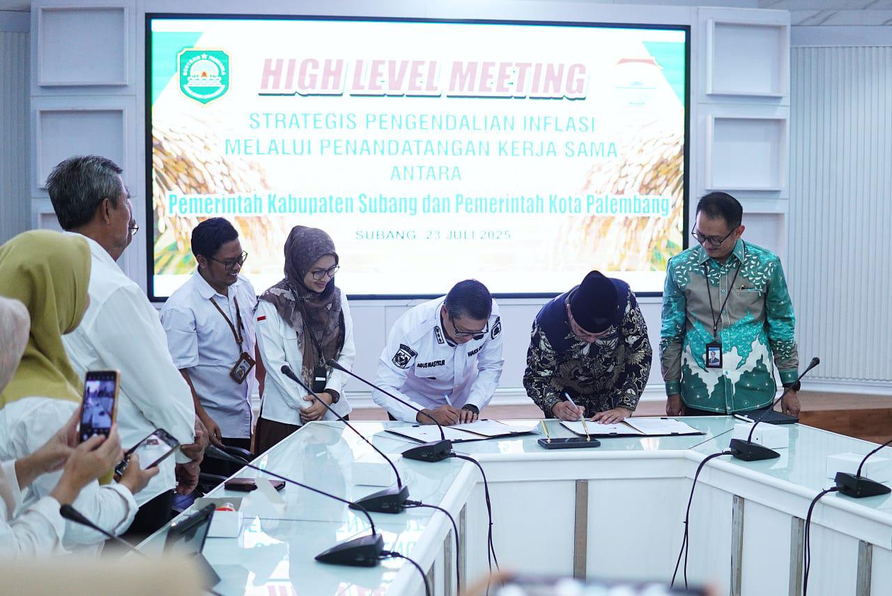 PEMDA SUBANG MELALUI WAKIL BUPATI SUBANG TANDATANGANI PERJANJIAN KERJASAMA DENGAN PEMERINTAH KOTA PALEMBANG
