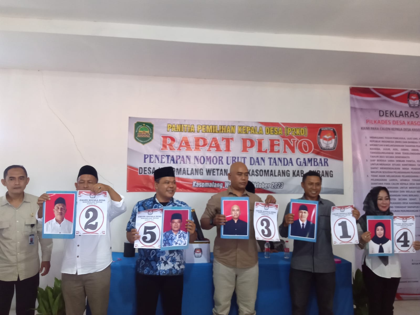 PENETAPAN DAN PENGUNDIAN NOMOR URUT CALON KEPALA DESA KASOMALANG WETAN