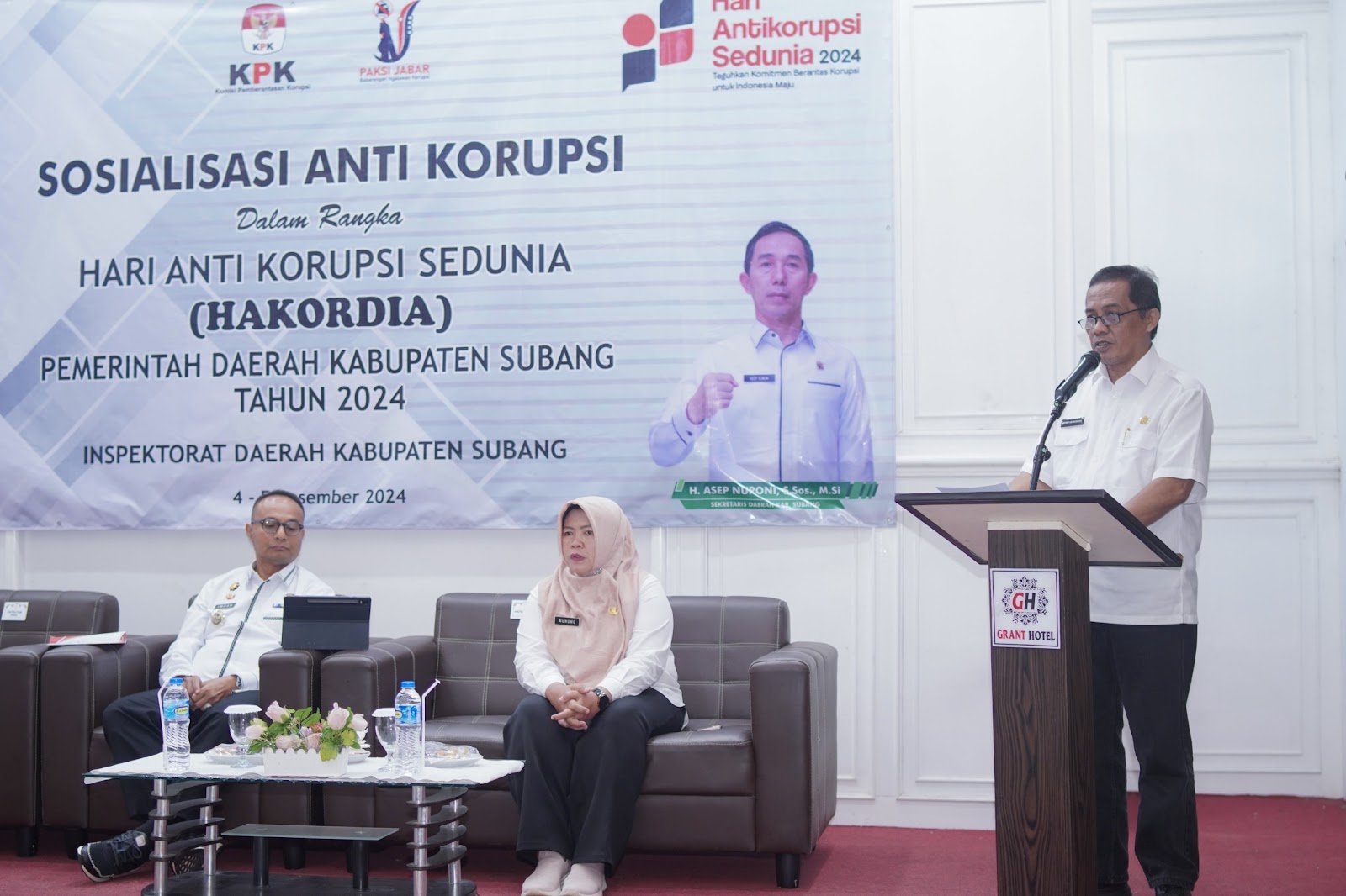 Pj. Bupati Subang Resmi Membuka Sosialisasi Hari Anti Korupsi Sedunia (Hakordia) 2024