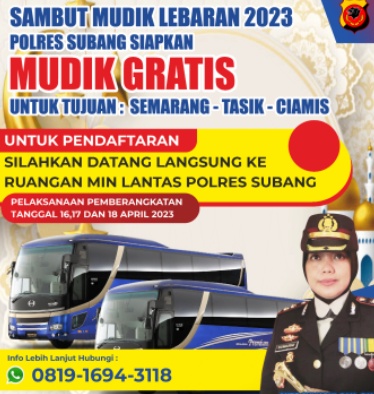 Polres Subang Siapkan Mudik Gratis Di Suasana Lebaran 2023