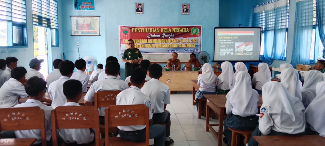 Satgas TMMD 118 Kodim 1416/Muna Sosialisasi Bela Negara kepada Siswa-Siswi SMAN 1 Tongkuno