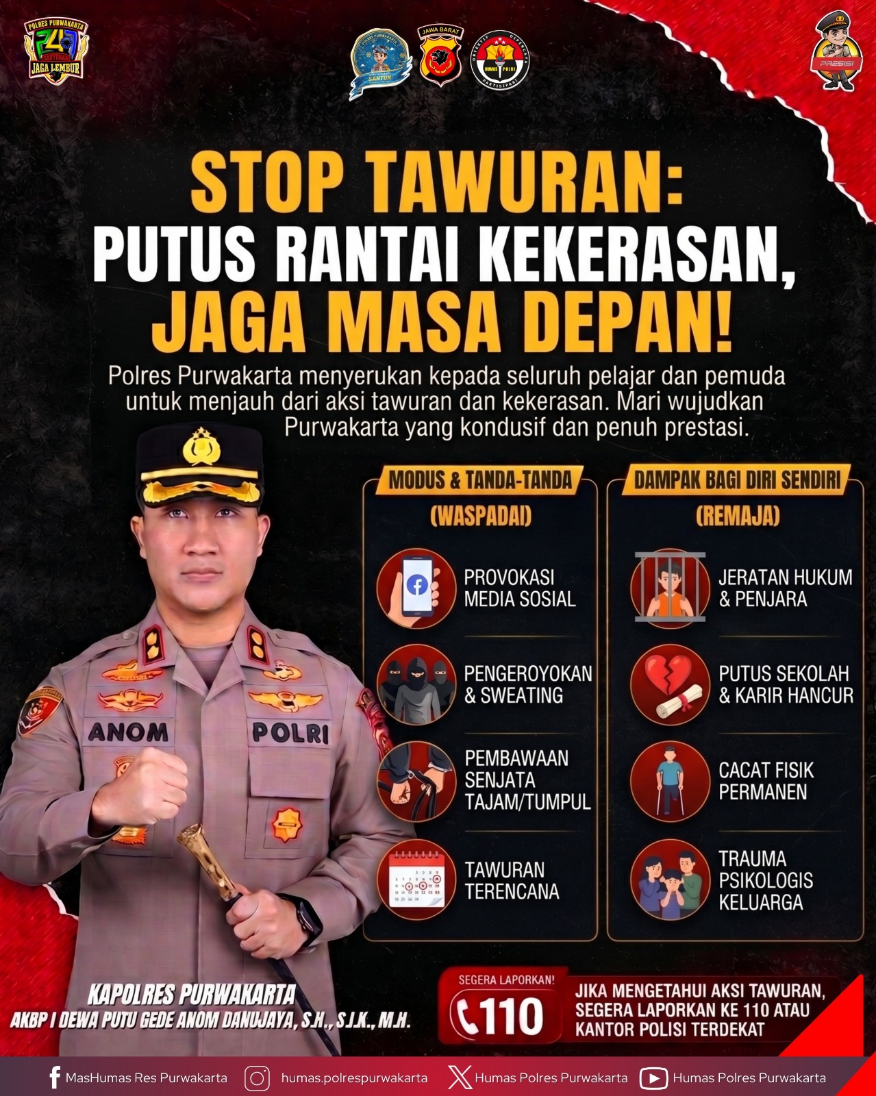 Stop Tawuran, Jaga Masa Depan: Polres Purwakarta Ajak Generasi Muda Tolak Kekerasan dan Bijak Bermedia Sosial