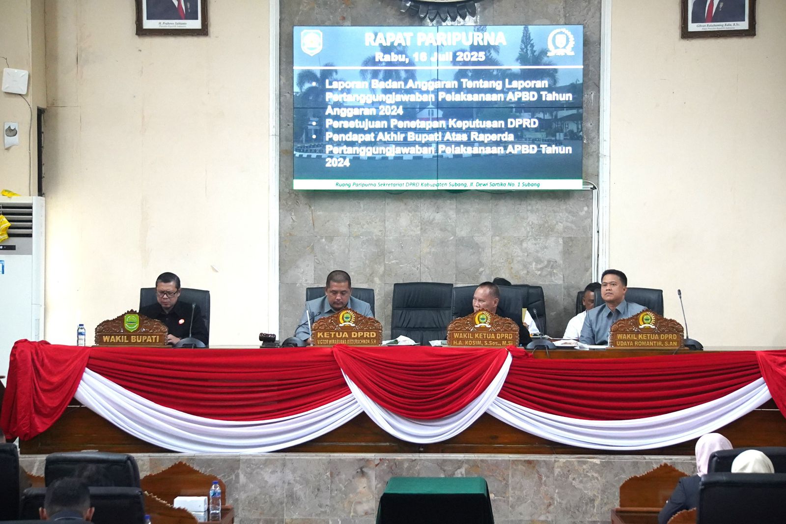 WAKIL BUPATI SUBANG SAMPAIKAN PENDAPAT AKHIR BUPATI DALAM RAPAT PARIPURNA DPRD PERTANGGUNGJAWABAN APBD TA 2024